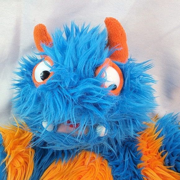 Folkmanis Blueper Monster Two Handed Stage Puppet Plush Blue and Orange 15 Inch - Picture 2 of 13
